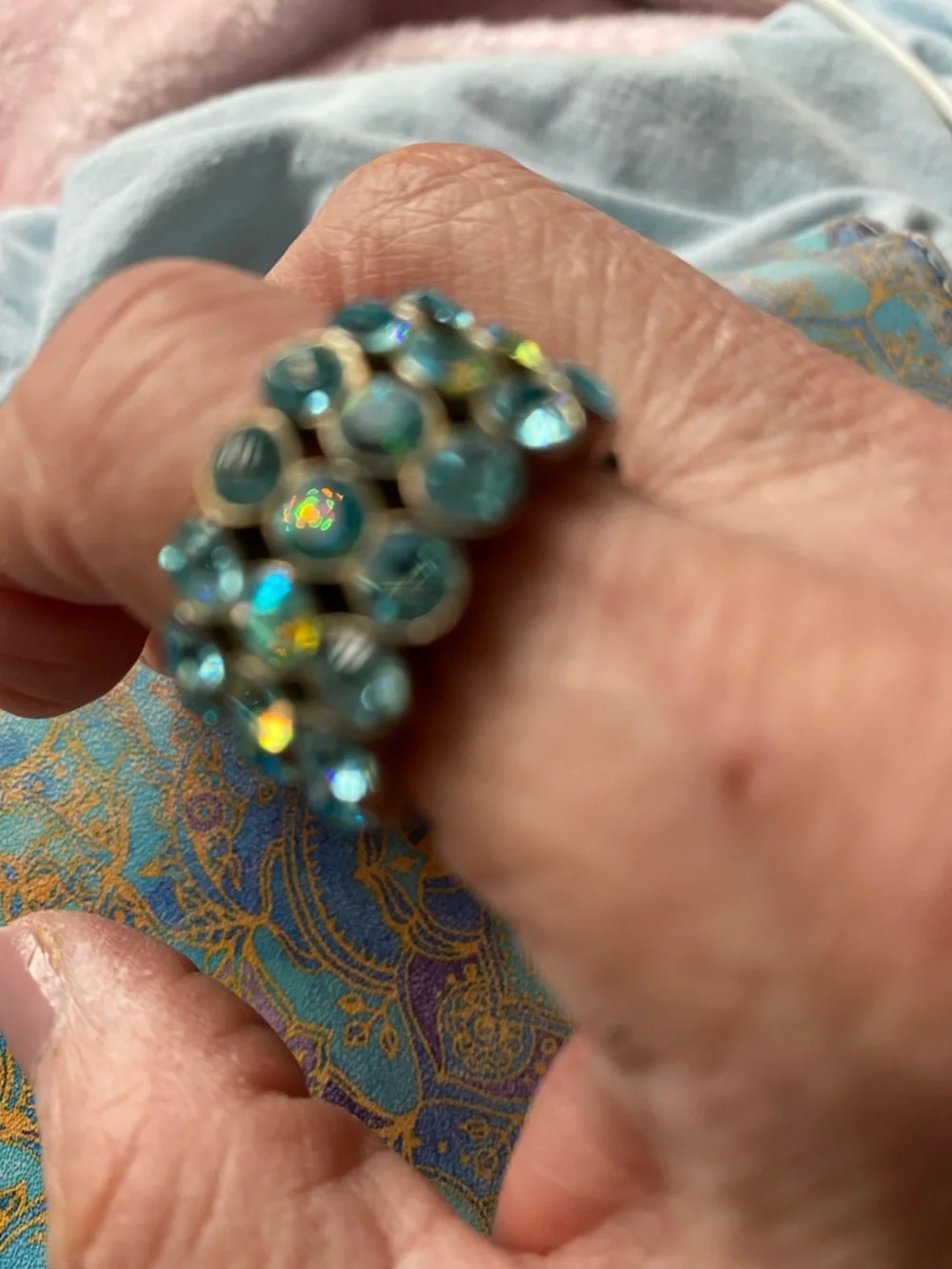 Blue Crystal Cluster Statement Ring - Unbranded Is expandable